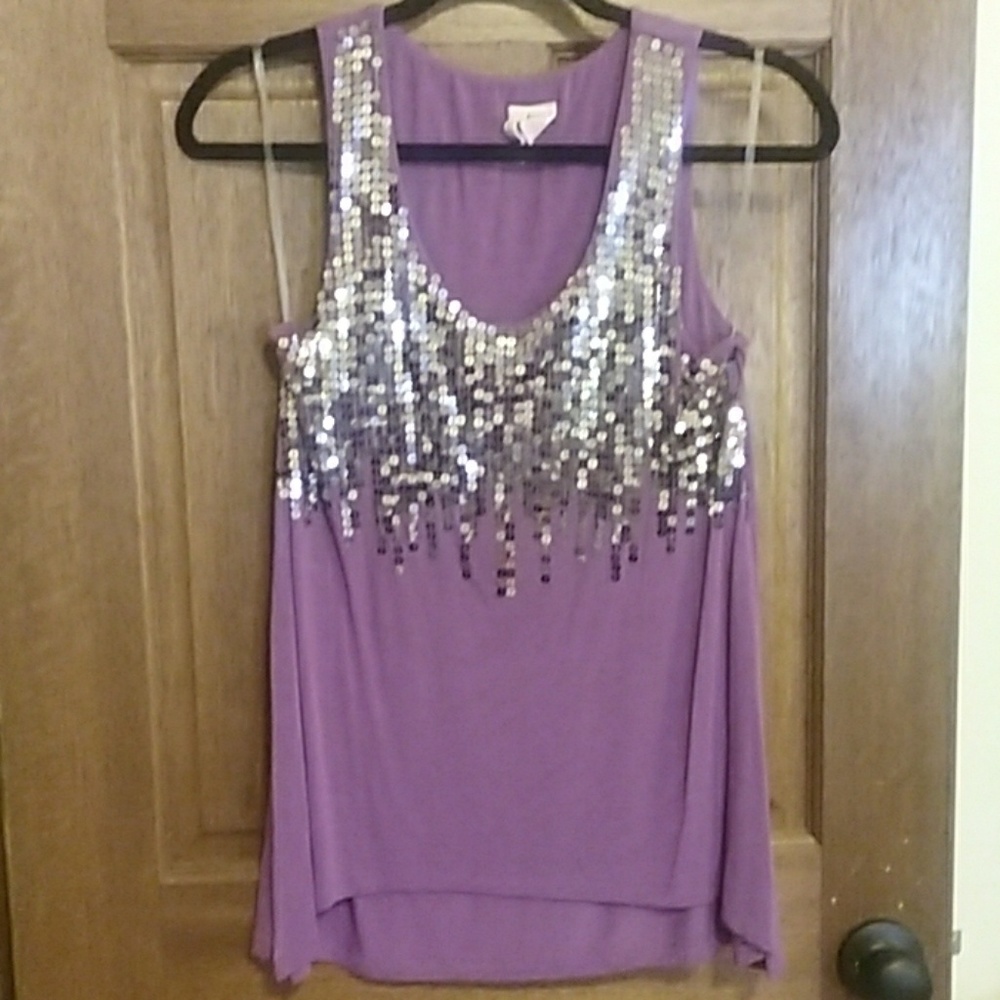 Purple tank with silver sequins